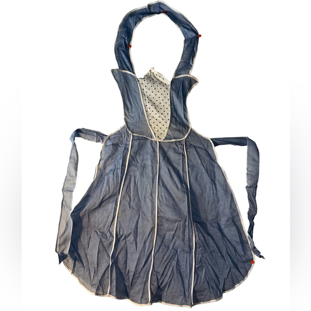 Vintage (1960s) Handmade Blue Polka Dot Apron